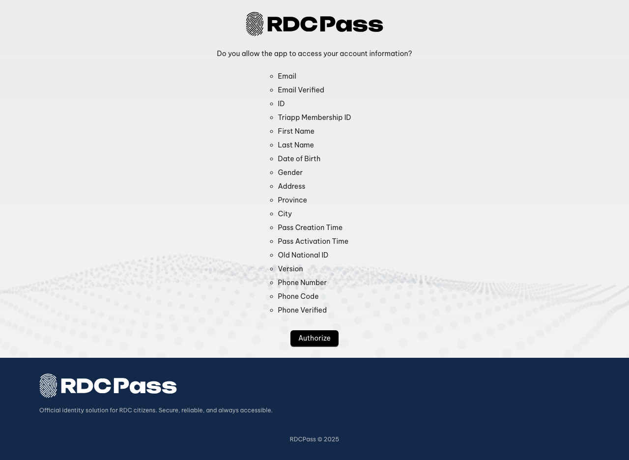 The consent screen listing the information the app will receive